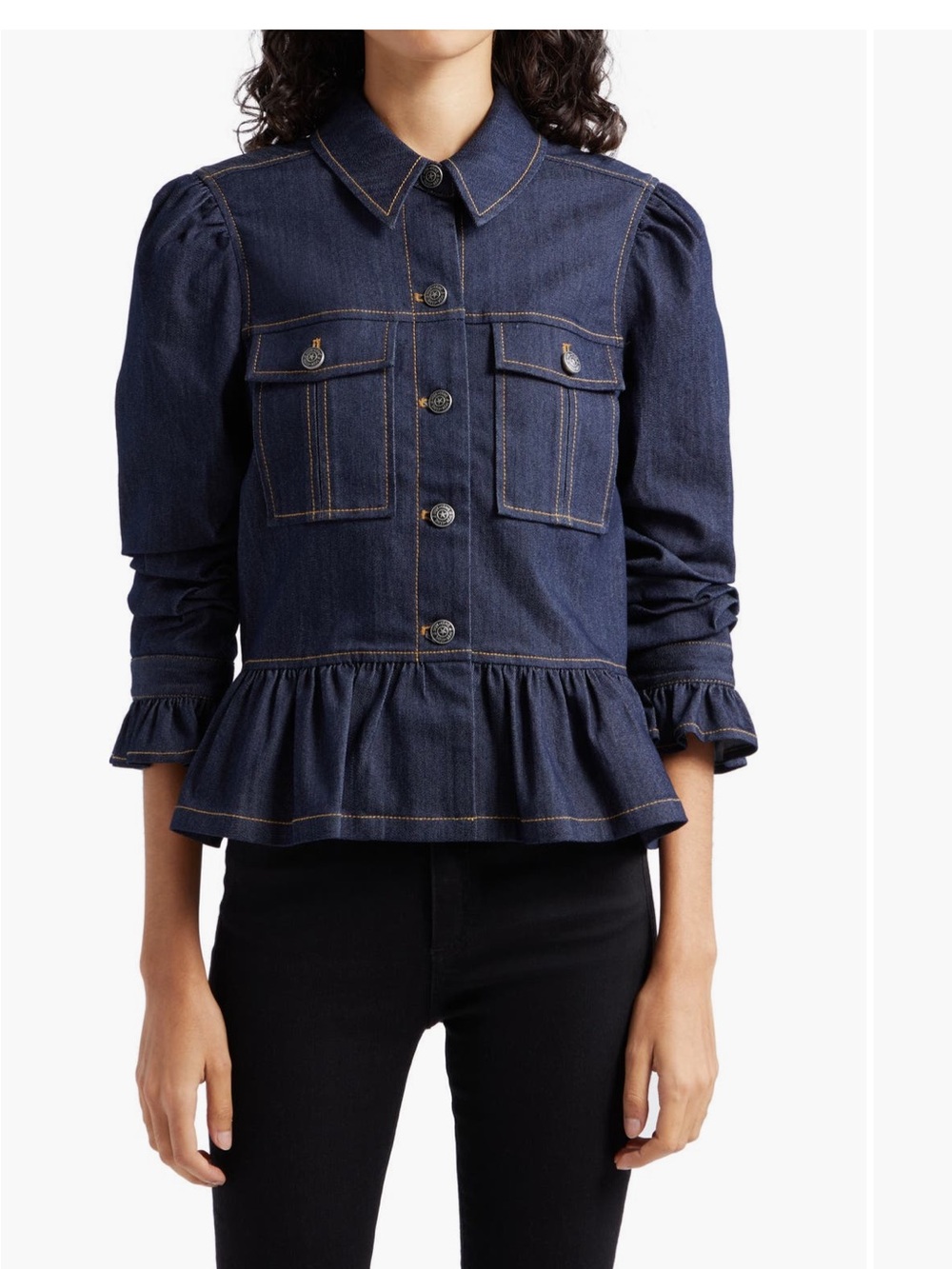 Cinq à Sept Delanie Dark Indigo Denim Peplum Jacket